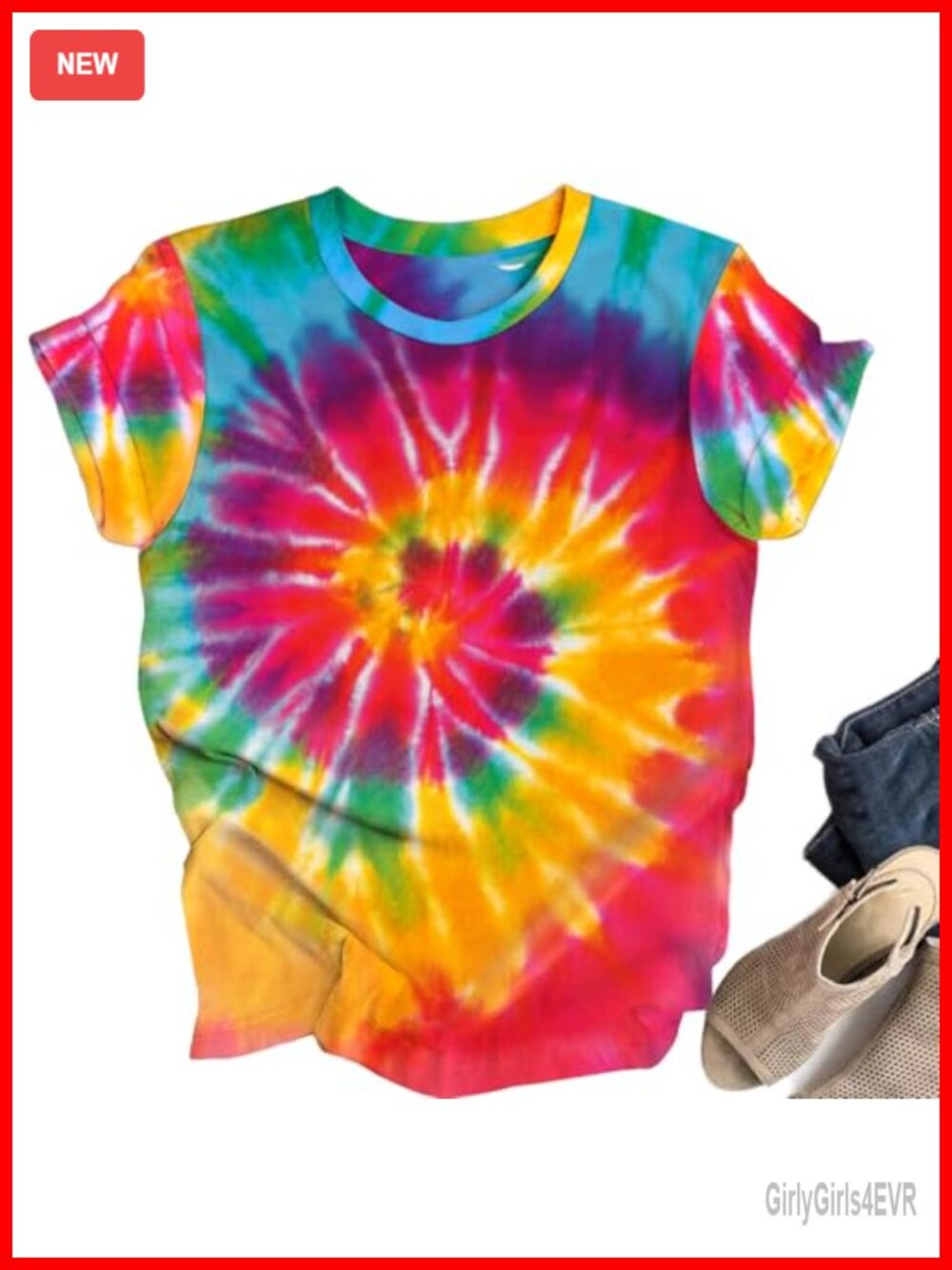 Hippie Tie Dye Peace Sign T-Shirt Short Sleeve Crew Neck 60s 70s Costume